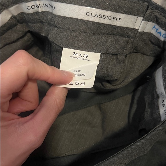 Haggar Cool 18 Pro Mens Classic Fit Flat Front Pant dark grey 34x29 - Picture 3 of 4